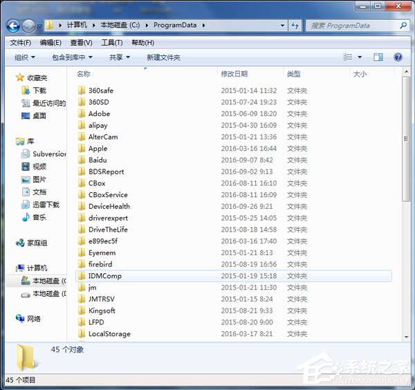 Win7系統(tǒng)如何查找C盤中的ProgramData文件夾？
