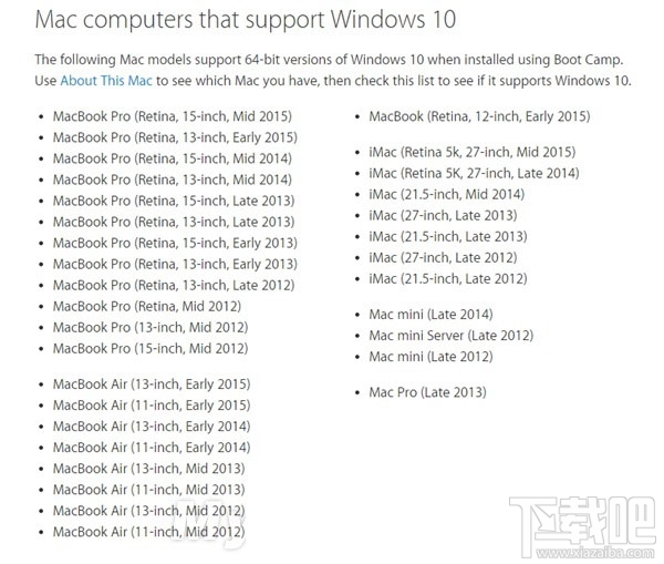 蘋果電腦支持win10嗎？蘋果電腦支持安裝windows 10系統(tǒng)的設(shè)備匯總介紹