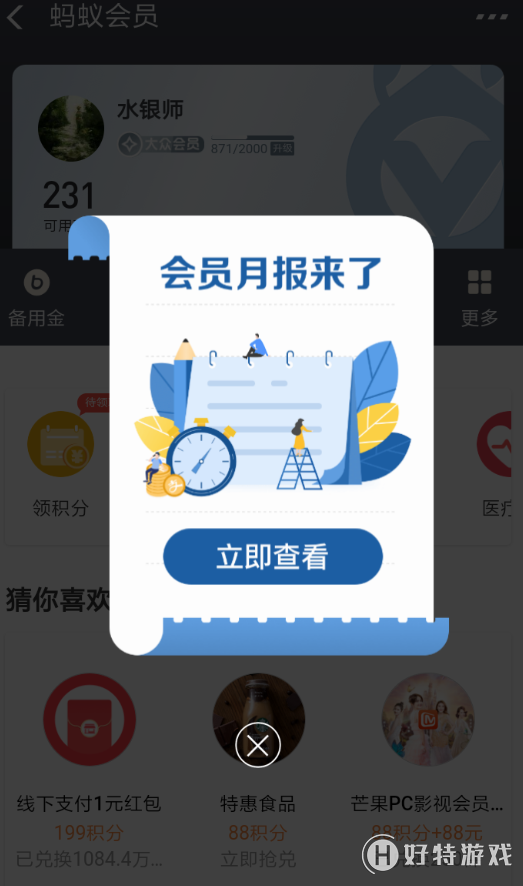 支付寶【螞蟻會(huì)員月報(bào)完整查看】操作方法推薦