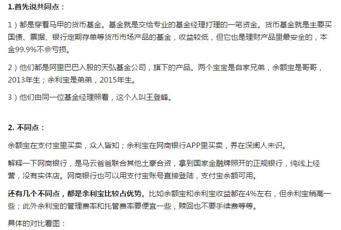 余額寶和余利寶哪個好用？余額寶和余利寶有什么區(qū)別？