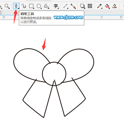 CDR設計蝴蝶心結(jié)簡筆畫教程