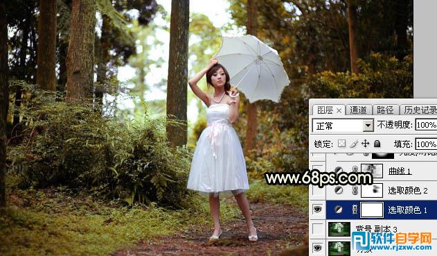 PS怎么給樹林模特調(diào)些較暗的晨曦陽光