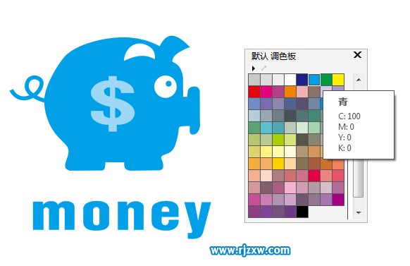 CDRX8設(shè)計(jì)存錢(qián)罐豬的標(biāo)志
