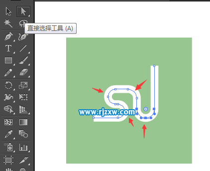 AI鋼筆工具倒圓角設(shè)計SJ標(biāo)志